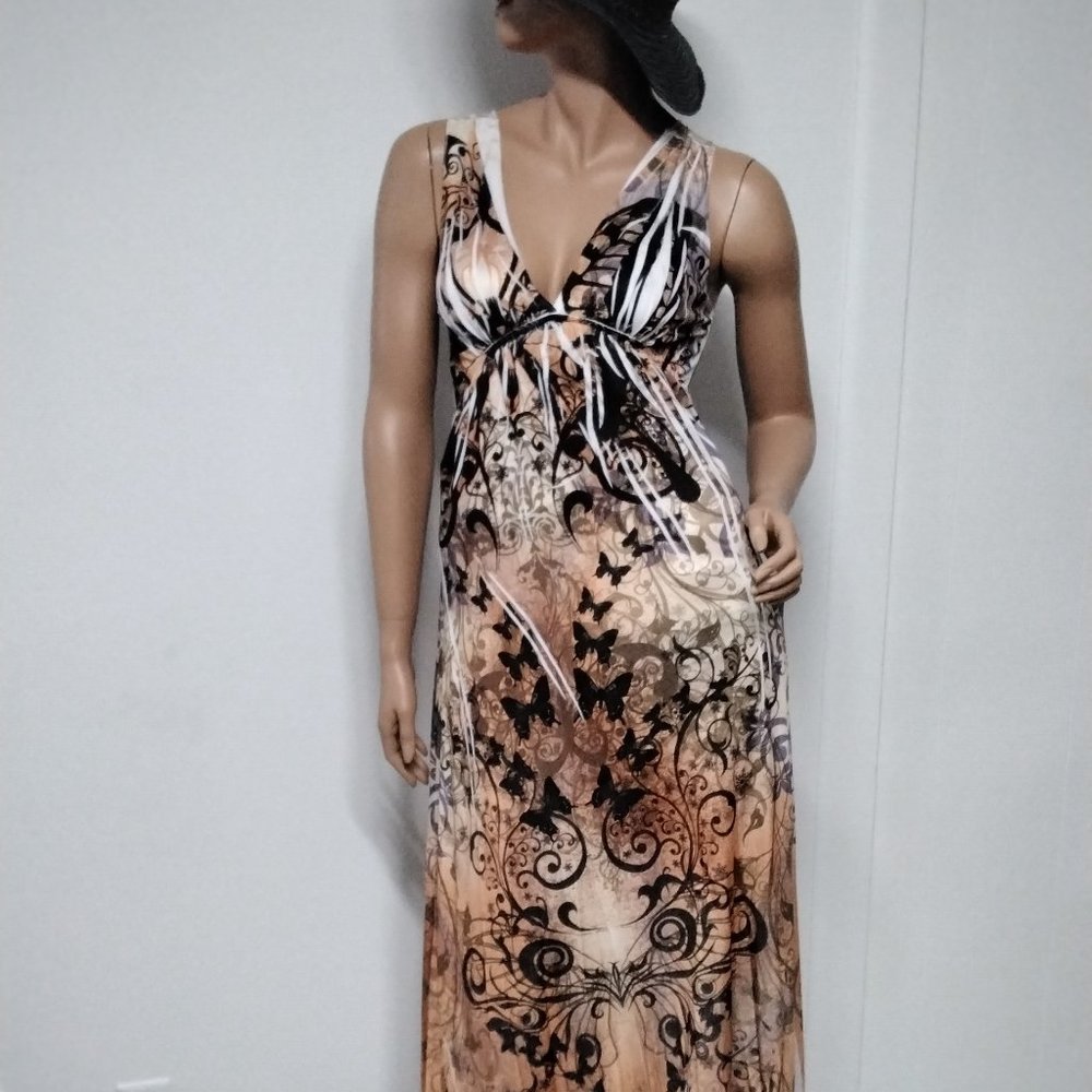 Chesley Long Maxi Paisley Spandex Dress Size M Woman Lace Stretch Empire Waist